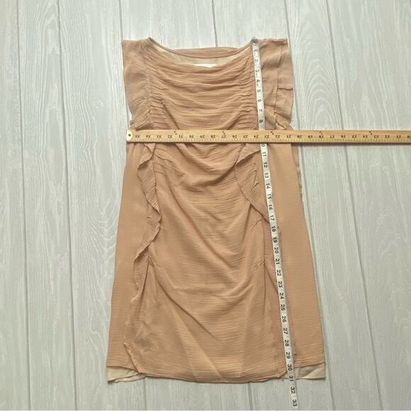 3.1 Phillip Lim Women's Nude Tan Silk Blend Ruffle Sleeveless Mini Dress Size 4 - Picture 4 of 9